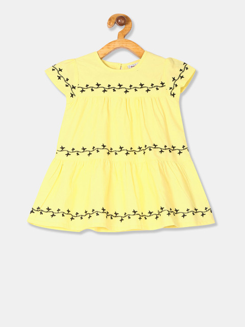 

Donuts Girls Yellow Printed A-Line Dress
