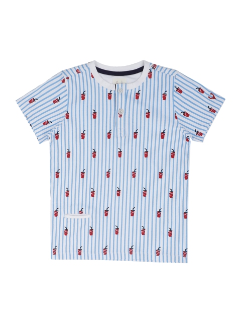 

Allen Solly Junior Boys Red & Blue Striped Henley Neck T-shirt