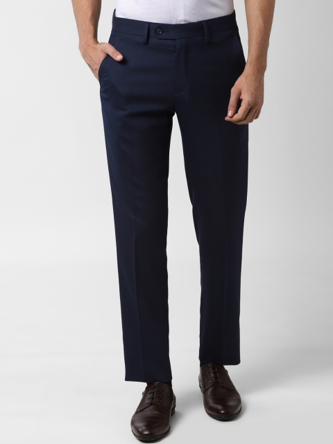 

Peter England Men Navy Blue Slim Fit Solid Formal Trousers