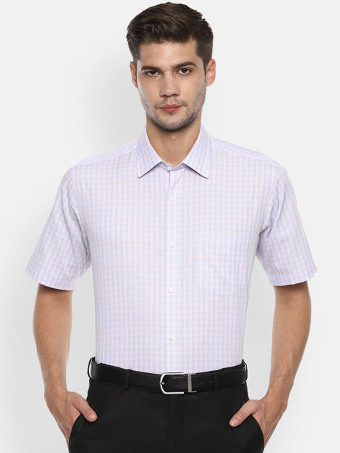 

Van Heusen Men Blue & Off-White Regular Fit Checked Formal Shirt