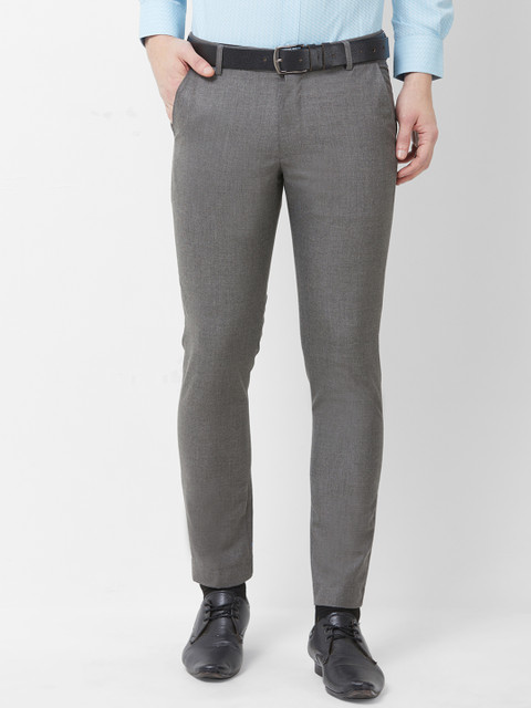 

Solemio Men Grey Tapered Fit Solid Formal Trousers