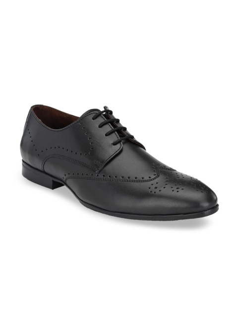 

San Frissco Men Black Textured Leather Formal Brogues