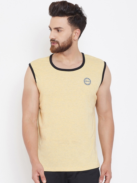 

Adobe Men Yellow Solid Round Neck T-shirt