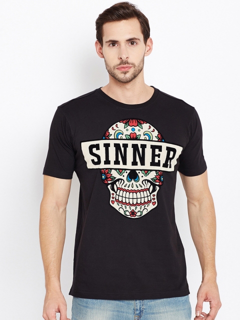 

PUNK Men Black Printed Round Neck T-shirt