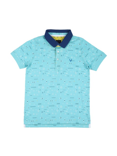 

Allen Solly Junior Boys Blue Printed Polo Collar T-shirt