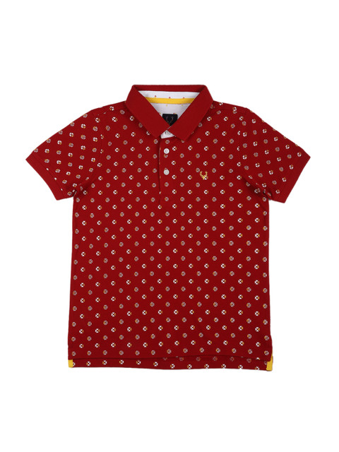 

Allen Solly Junior Boys Red & White Printed Polo Collar T-shirt