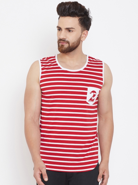 

Adobe Men Red & White Striped Round Neck T-shirt