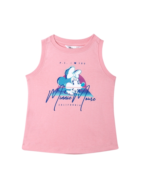 

DISNEY X ZILINGO Girls Pink Printed Round Neck T-shirt