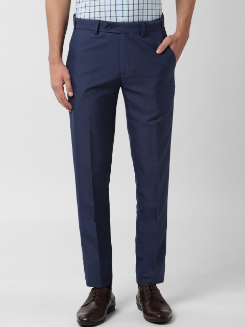 

Peter England Men Navy Blue Slim Fit Solid Formal Trousers