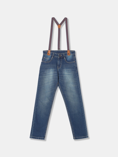 

Cherokee Boys Blue Slim Fit Mid-Rise Clean Look Stretchable Jeans with Suspenders