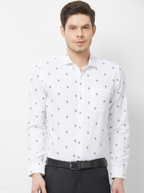 

Solemio Men White & Black Regular Fit Printed Formal Shirt
