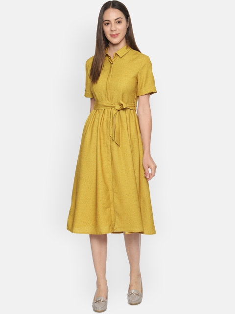 

Van Heusen Woman Women Yellow Solid Shirt Dress