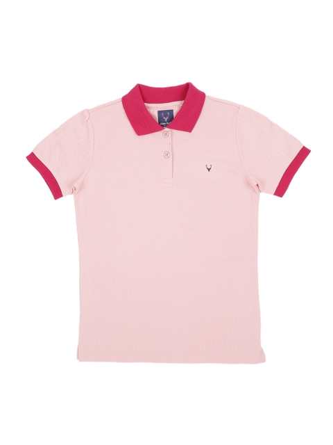 

Allen Solly Junior Girls Pink Solid Polo Collar T-shirt