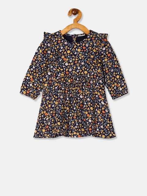 

Donuts Girls Blue Floral Printed Fit and Flare Dress