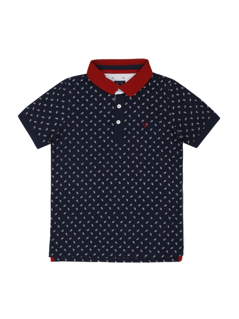 

Allen Solly Junior Boys Navy Blue Printed Polo Collar T-shirt