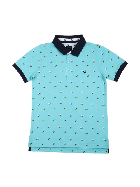 

Allen Solly Junior Boys Blue Printed Polo Collar T-shirt