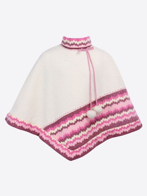 

CUTECUMBER Girls Off-White Striped Poncho Sweater