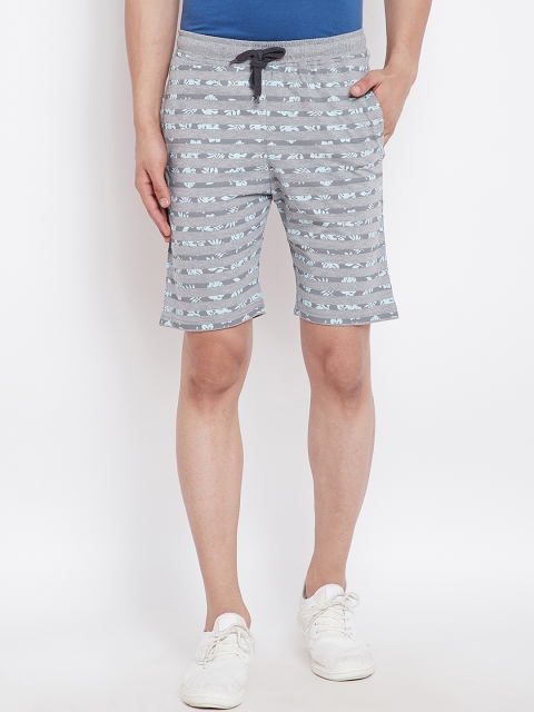 

Adobe Men Grey Striped Regular Fit Regular Shorts