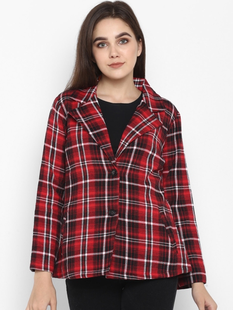 

Color Cocktail Women Red & Black Checked Lightweight Tailored Jacket