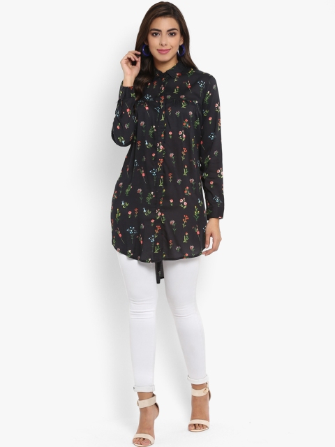 

Aditi Wasan Women Black Printed High-Low Tunic