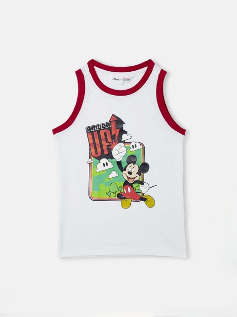 

DISNEY X ZILINGO Boys White Printed Round Neck T-shirt