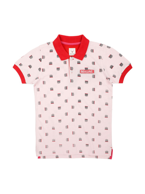 

Allen Solly Junior Boys Pink Printed Polo Collar T-shirt