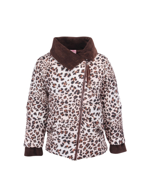 

CUTECUMBER Girls Off-White & Brown Animal Printed Padded Jacket