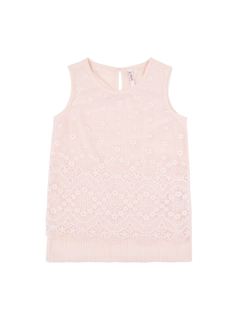 

CHALK by Pantaloons Girls Pink Embroidered Lace Top