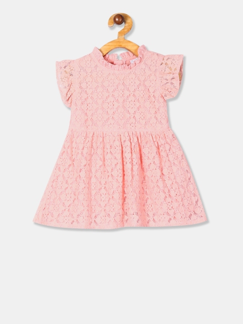 

Donuts Girls Pink Self Design Fit and Flare Dress