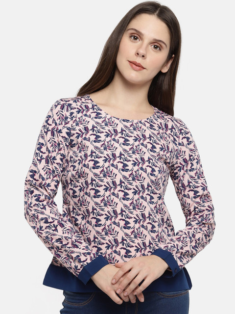 

Annabelle by Pantaloons Women Pink & Blue Printed A-Line Top