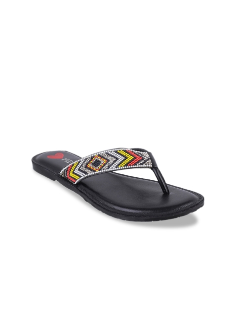 

Metro Women Black Embellished Open Toe Flats