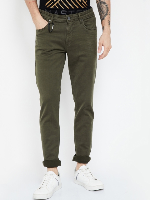 

Forca by Lifestyle Men Olive Green Tapered Fit Mid-Rise Clean Look Jeans