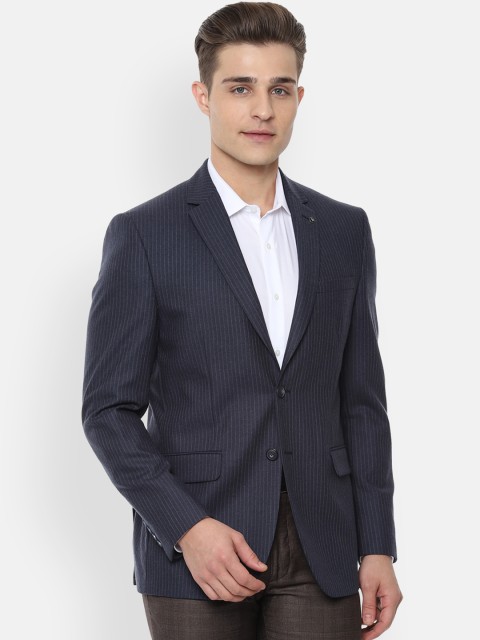 

Van Heusen Men Blue Striped Single-Breasted Slim-Fit Blazer