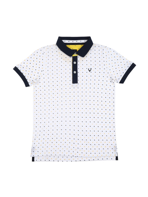 

Allen Solly Junior Boys White & Blue Printed Polo Collar T-shirt