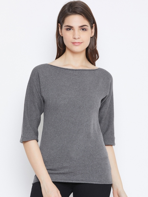

PUNK Women Grey Solid Pullover Sweater