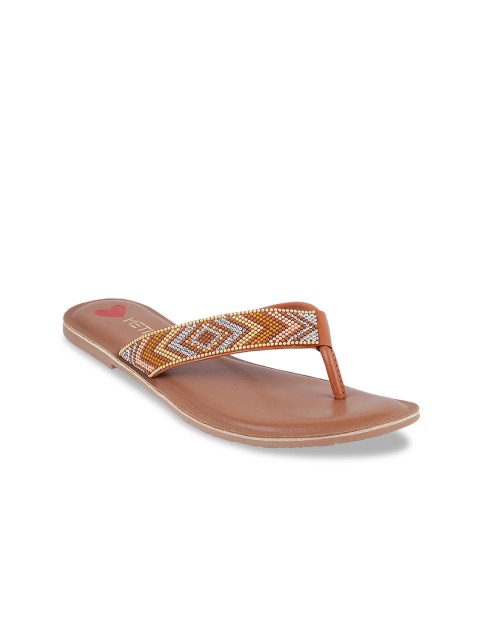 

Metro Women Tan Embellished Open Toe Flats