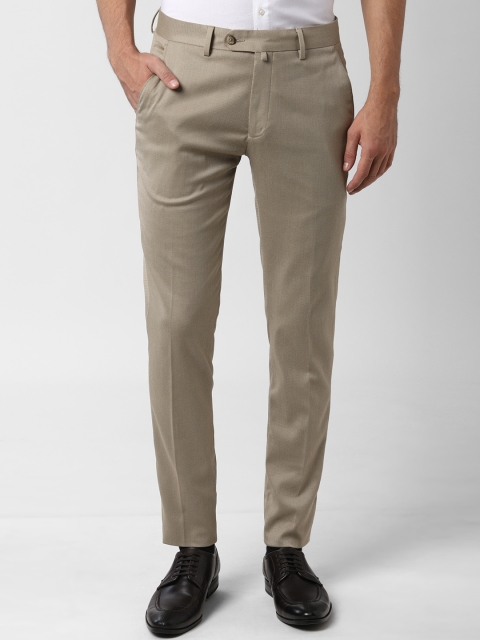 

Peter England Men Beige Slim Fit Self Design Formal Trousers