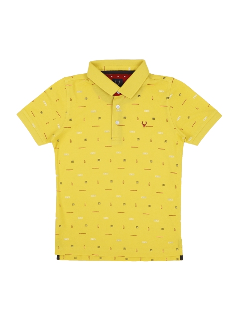 

Allen Solly Junior Boys Yellow Printed Polo Collar T-shirt