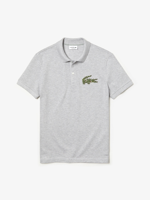 

Lacoste Men Grey Solid Polo Collar T-shirt