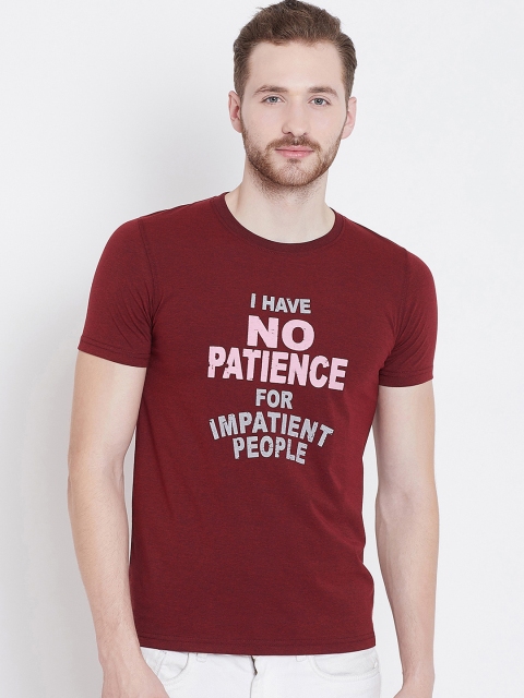 

Adobe Men Maroon Printed Round Neck T-shirt