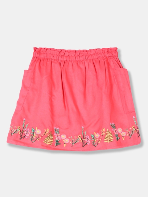 

Cherokee Girls Pink Floral Embroidered Mini Skirt