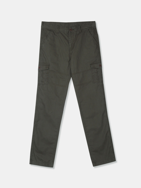 

Cherokee Boys Olive Green Regular Fit Solid Cargos