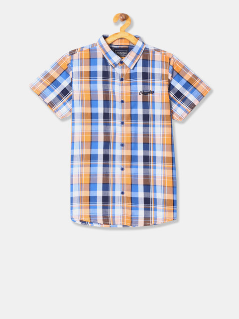 

Cherokee Boys White & Blue Checked Regular Fit Casual Shirt