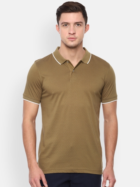Van Heusen Sport Men Khaki Brown Solid Polo Collar T-shirt