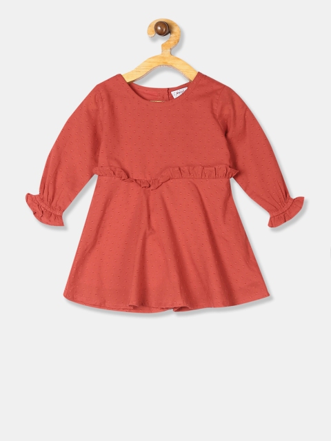 

Donuts Girls Rust Solid Fit and Flare Dress
