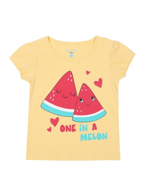 

Pantaloons Baby Girls Yellow Printed Round Neck T-shirt