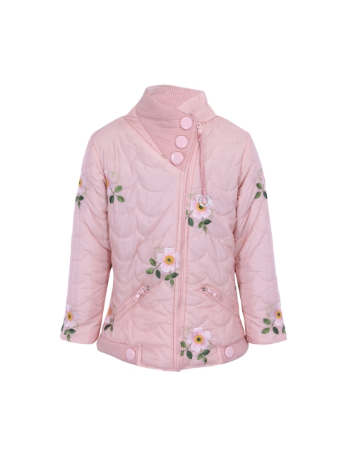 

CUTECUMBER Girls Pink Self Design Padded Jacket