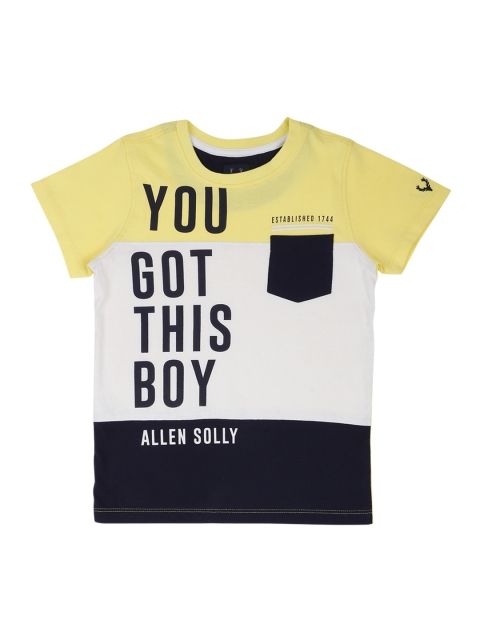 

Allen Solly Junior Boys Yellow & Black Printed Round Neck T-shirt