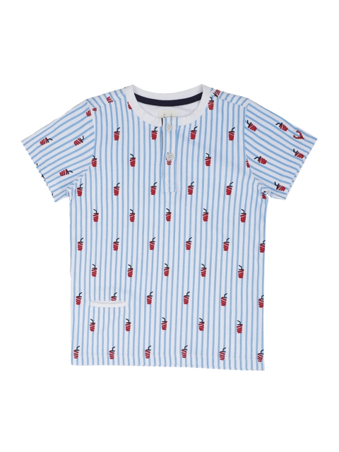 

Allen Solly Junior Boys Red & Blue Printed Henley Neck T-shirt