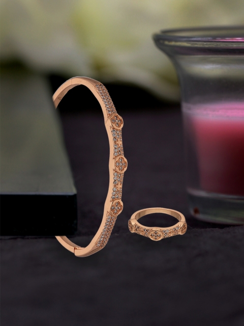 

Sia Art Jewellery Rose Gold-Plated Bangle-Style Bracelet With Finger Ring